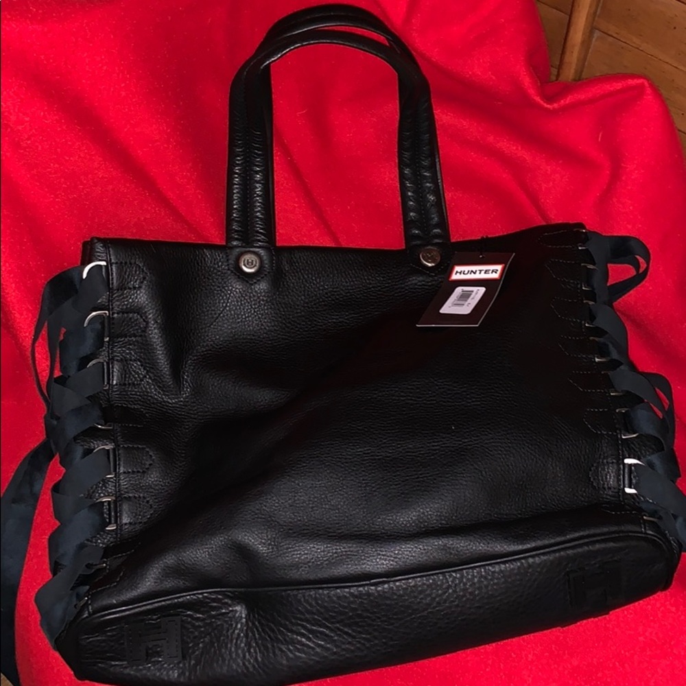 HUNTER Original Black Leather Corset Bag Purse